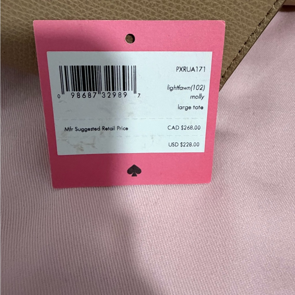 kate spade Cognac Tan Leather Tote with Spade Logo - Picture 3 of 3